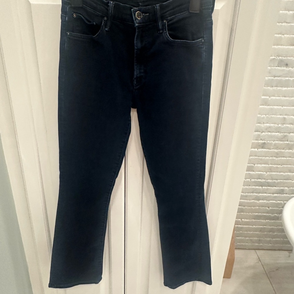 MOTHER Dark Navy Cropped Ankle Jeans